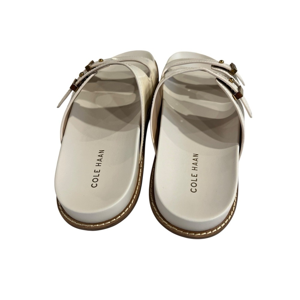 Cole Haan Women's Marisol Footbed Sandal Ivory Patent Leather Size 10 New - Picture 2 of 5